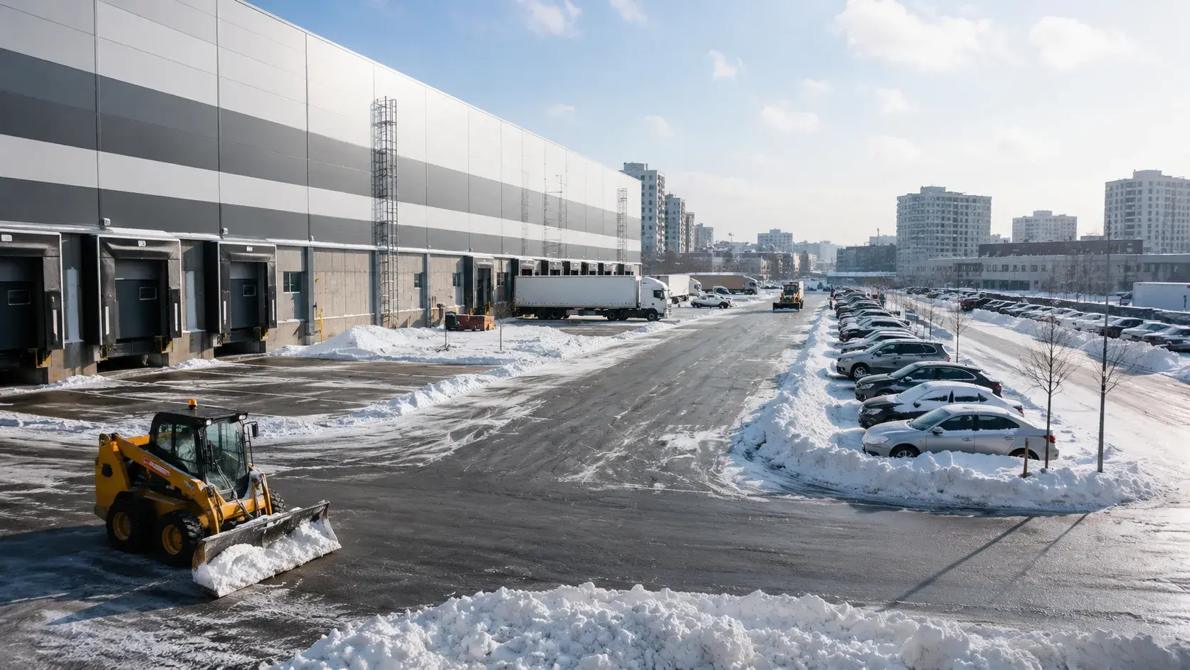 Уборка снега на коммерческой территории в Барнауле