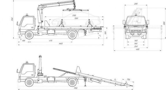 Габаритные размеры эвакуатора ISUZU ELF 7.5