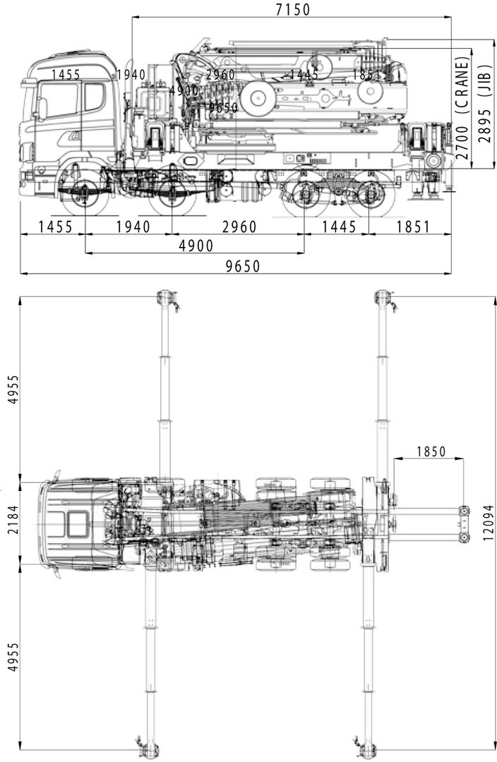 Габаритные размеры КМУ Effer 2655