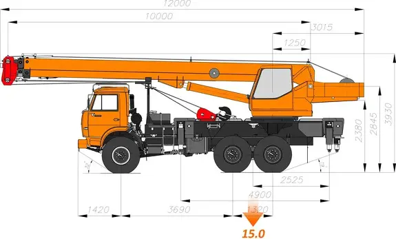 Габаритные размеры автокрана Клинцы КС-55713-5К-2