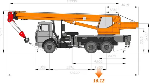 Габаритные размеры автокрана Клинцы КС-55713-6К-2