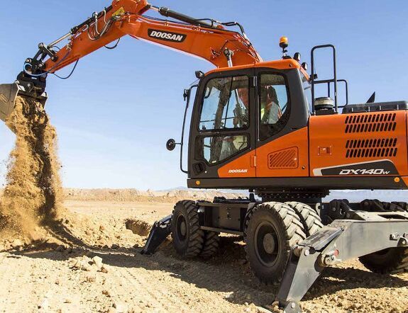 Аренда колесного экскаватора DOOSAN DX210W с грейфером