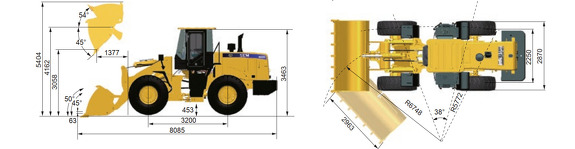 Габаритные размеры фронтального погрузчика SEM655D