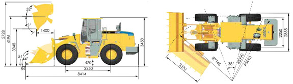 Габаритные размеры фронтального погрузчика SEM660D