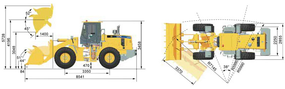 Габаритные размеры фронтального погрузчика SEM668D