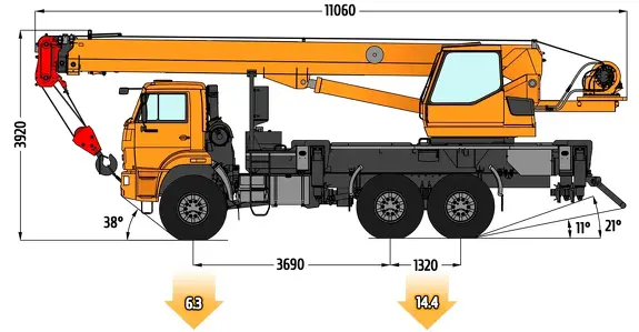 Габаритные размеры Автокрана Клинцы КС-45719-7К